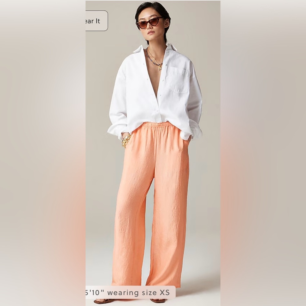 NWT J. Crew White Shirt and Peach Wide Leg Pants